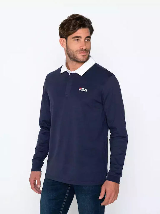 Fila Ανδρική Μπλούζα Polo Μακρυμάνικη Navy Μπλε