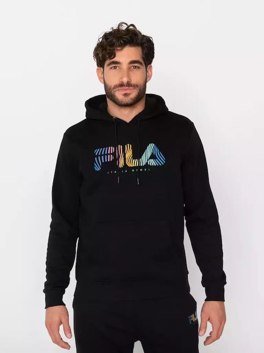 Fila Amos Ανδρικό Φούτερ με Κουκούλα και Τσέπες Μαύρο