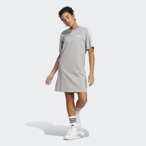 Adidas Essentials Καλοκαιρινό Mini T-shirt Φόρεμα Γκρι