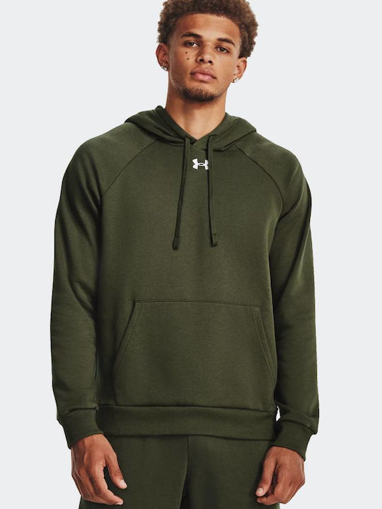 Under Armour Ανδρικό Φούτερ με Κουκούλα και Τσέπες Πράσινο