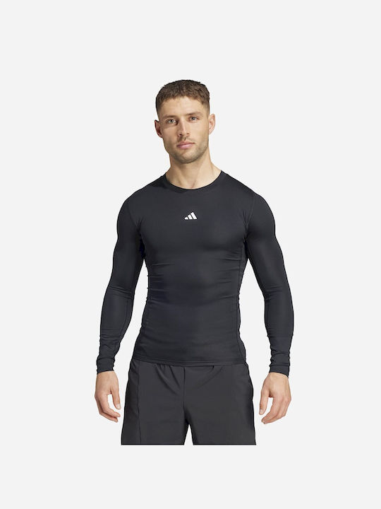 Adidas Techfit Ανδρική Ισοθερμική Μακρυμάνικη Μπλούζα Compression Μαύρη