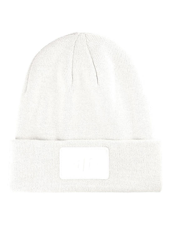 4F Beanie Ανδρικός Σκούφος Πλεκτός σε Λευκό χρώμα