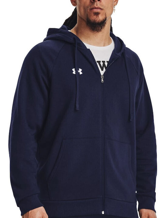 Under Armour Rival Ανδρική Φούτερ Ζακέτα με Κουκούλα και Τσέπες Μπλε