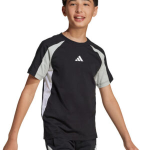 Παιδικό βαμβακερό μπλουζάκι adidas-μαύρο
