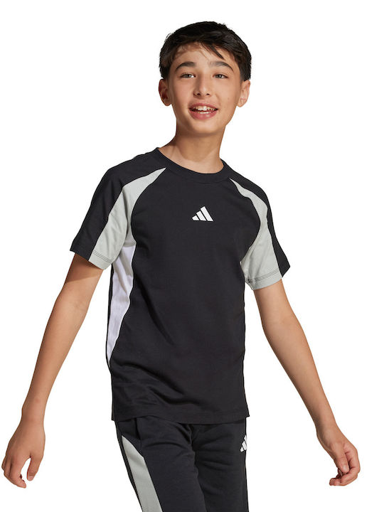 Παιδικό βαμβακερό μπλουζάκι adidas-μαύρο