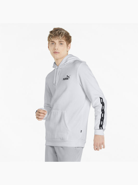 Puma Essentials Tape Ανδρικό Φούτερ με Κουκούλα και Τσέπες Λευκό