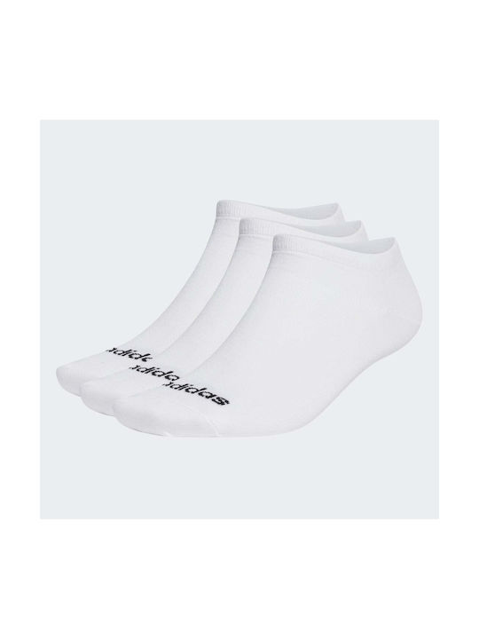 Adidas Thin Linear Low-Cut Αθλητικές Κάλτσες Λευκές 3 Ζεύγη