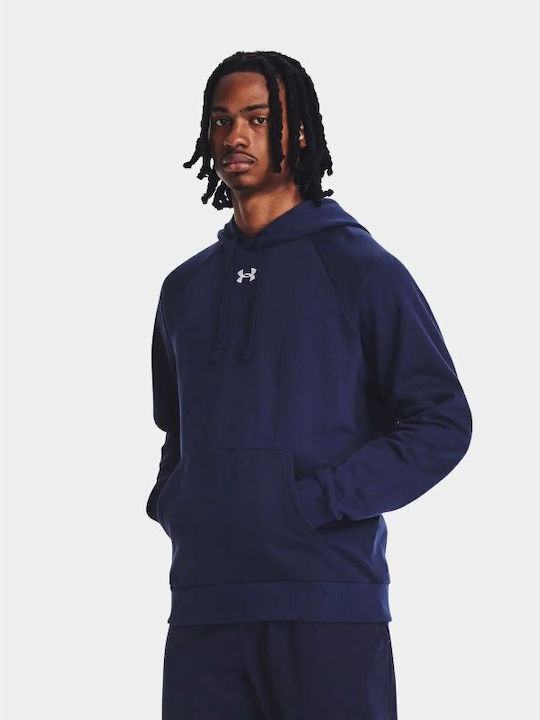 Under Armour Ανδρικό Φούτερ με Κουκούλα και Τσέπες Navy Μπλε