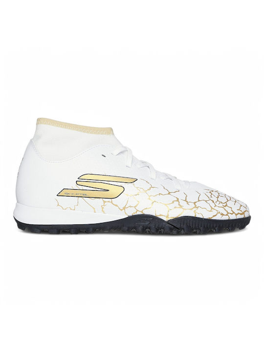 Skechers Παιδικά Ποδοσφαιρικά Παπούτσια Ψηλά Σάλας Λευκά
