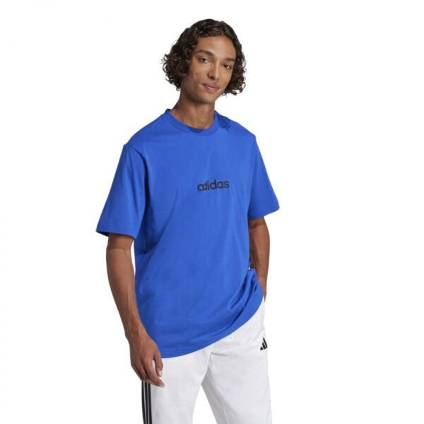 ADIDAS Essentials Linear Single Jersey Tee Ανδρικό T-Shirt σε Μπλε Χρώμα - Image 4