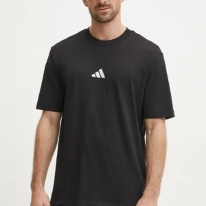 Βαμβακερό μπλουζάκι adidas Essential ανδρικό, χρώμα ΜΑΥΡΟ