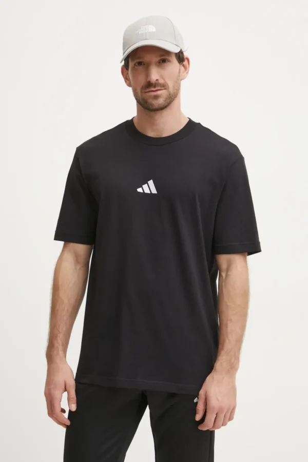 Βαμβακερό μπλουζάκι adidas Essential ανδρικό, χρώμα ΜΑΥΡΟ