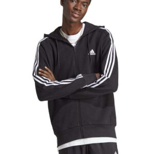 Adidas Essentials French Terry Ανδρική Φούτερ Ζακέτα με Κουκούλα και Τσέπες Μαύρη