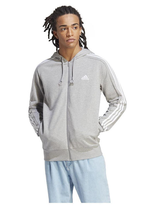 Adidas Ανδρική Φούτερ Ζακέτα με Κουκούλα και Τσέπες Γκρι