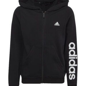 Adidas Αθλητική Παιδική Ζακέτα Φούτερ με Κουκούλα Μαύρη Essentials
