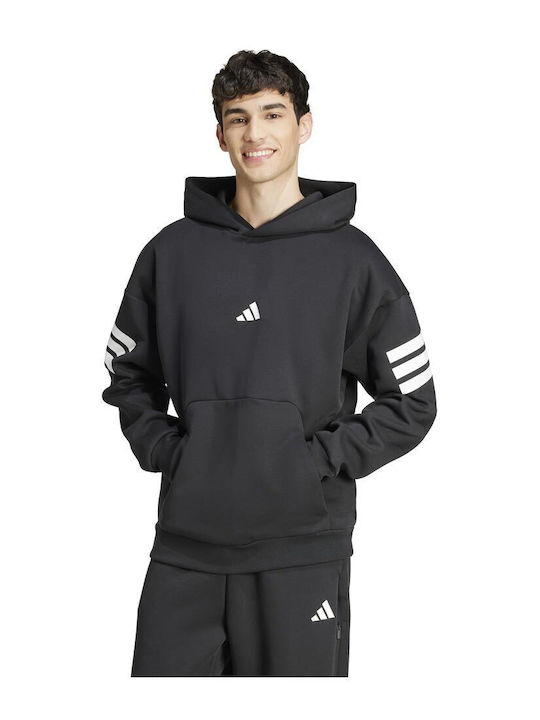 adidas Future Icons 3-stripes Φούτερ με Κουκούλα Μαύρο